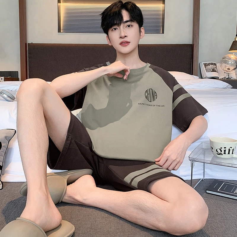 【爽棉】2025新款睡衣男士夏季短袖纯棉男生款可外穿夏天家居服套装