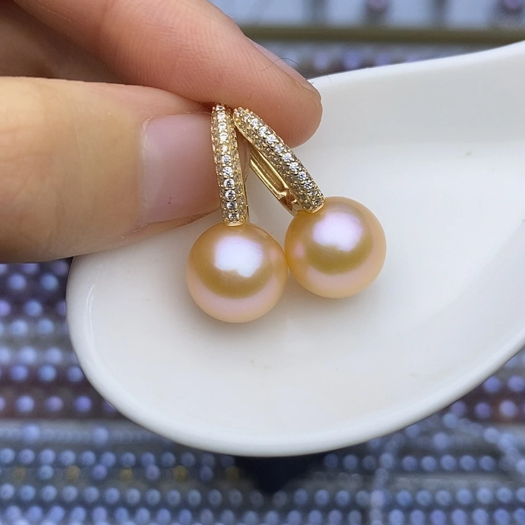 淡水珍珠银S925镀金镶嵌颈饰11-12mm