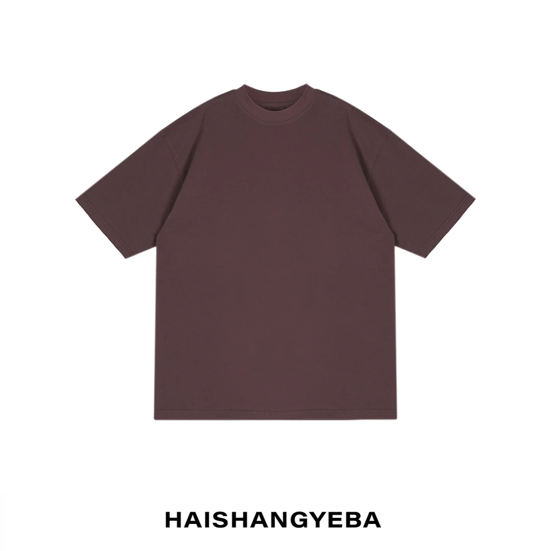 【海上叶爸】新款2024秋冬百搭棉宽松圆领纯色短袖T恤
