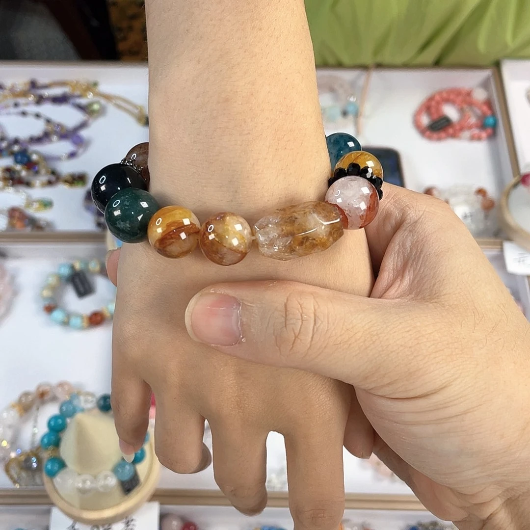 水晶手链银S925镀金镶嵌