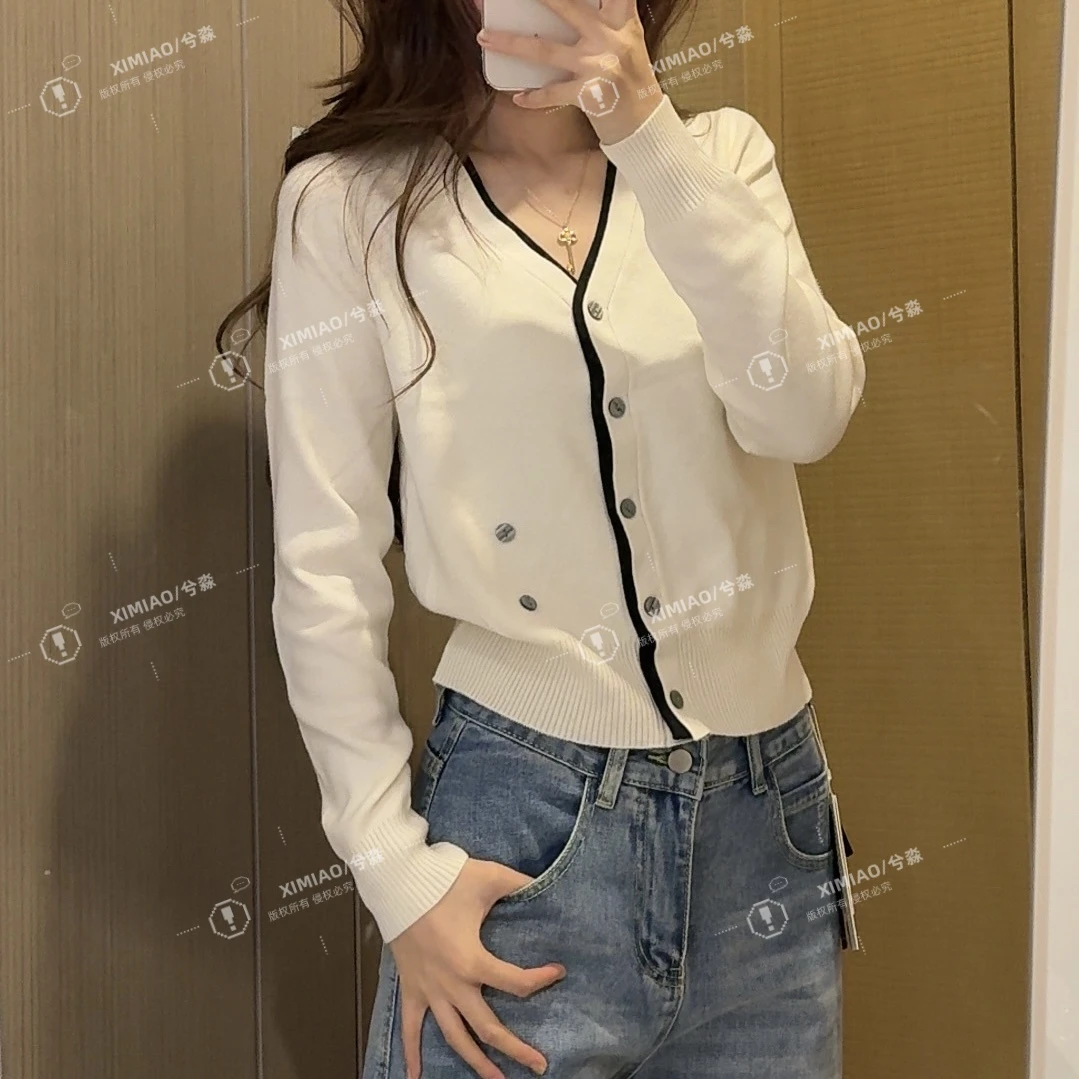 长袖V领毛针织衫针织开衫打底衣早秋秋季朋克风