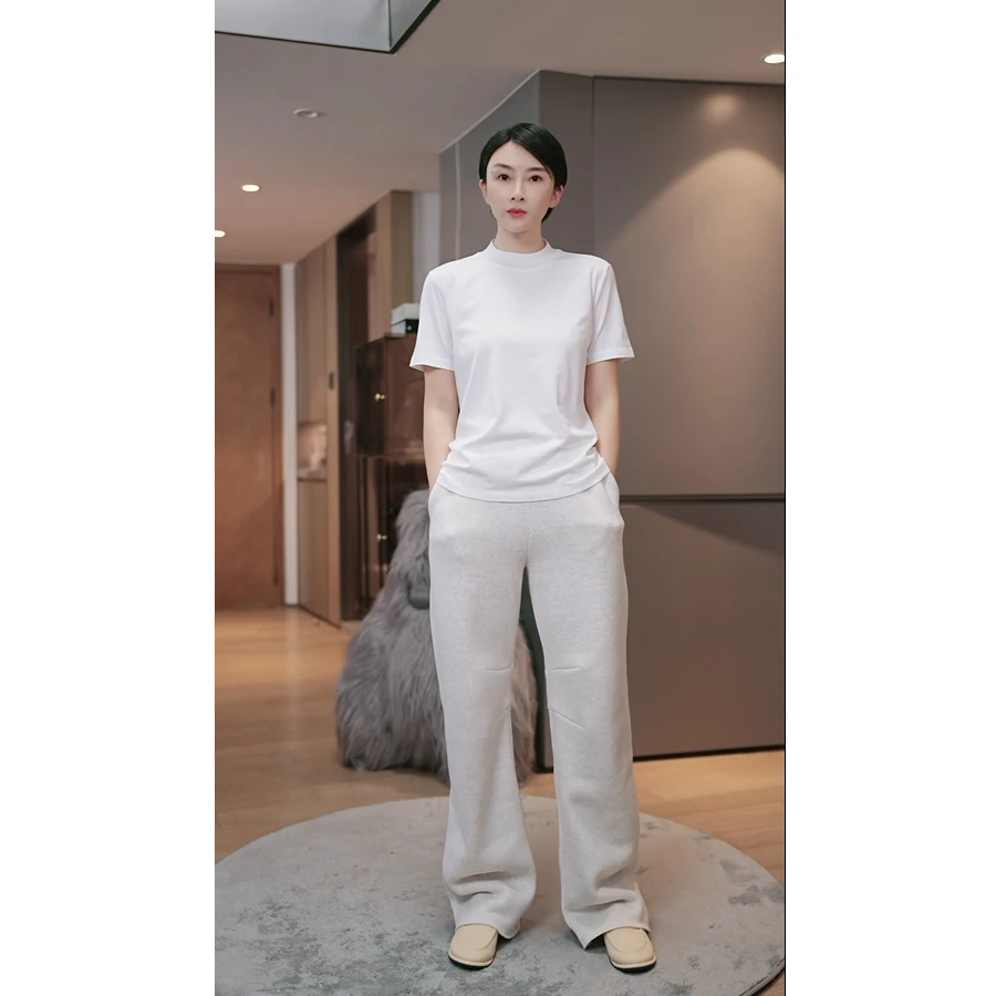 『宽边领T恤』女士高品t时尚简约百搭四季短袖圆领上衣TH6601