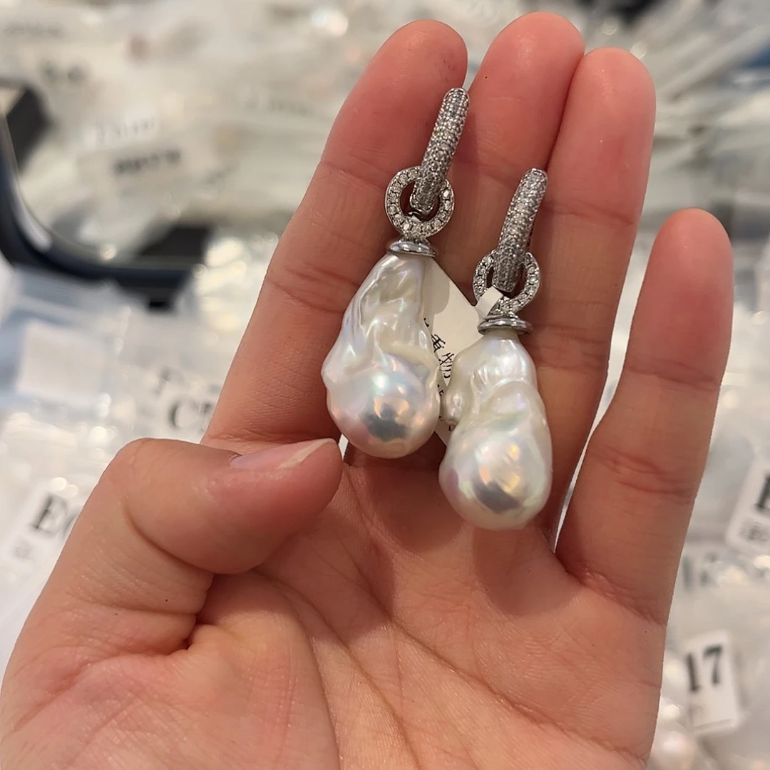 淡水珍珠耳饰合金