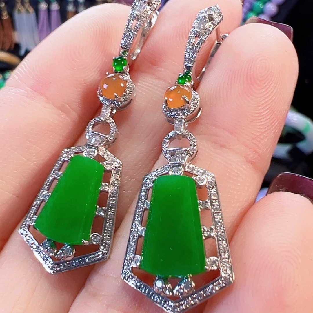 翡翠18K金镶嵌耳饰签收后24小时鉴赏期