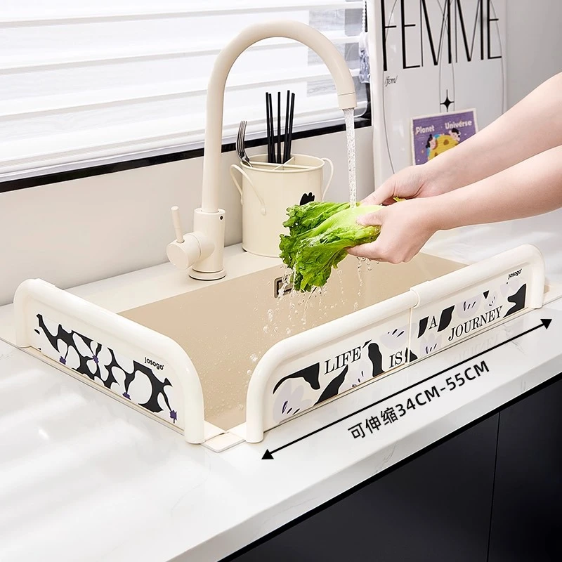 ANNAHOUSE可伸缩水槽水池挡水板厨房边缘防溅水洗手台防水挡条NS