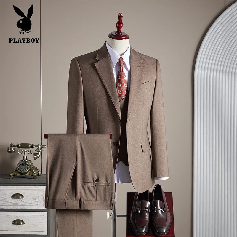 PLAYBOY/花花公子男式西装套装休闲天丝莱赛尔婚礼宴会正装西服