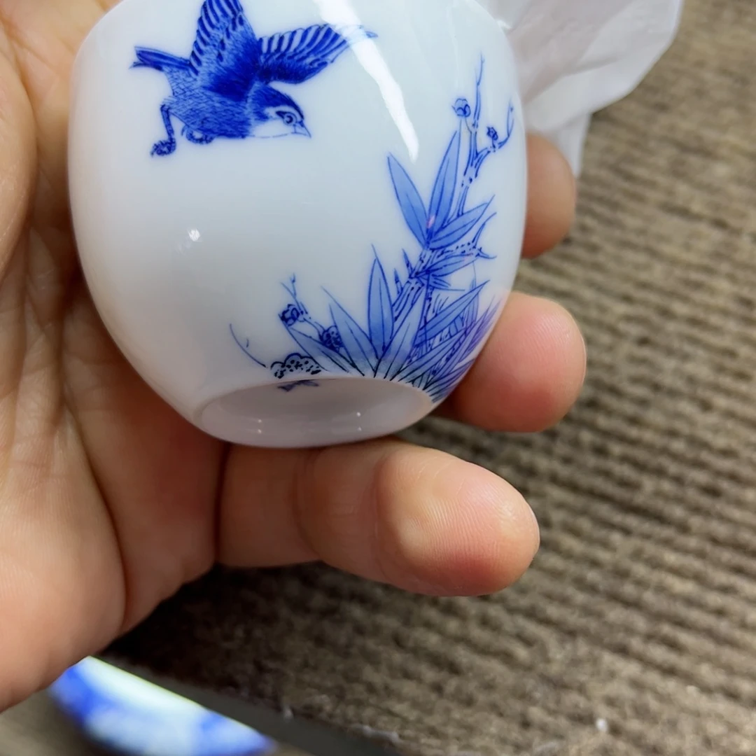 杯子春*也手工手绘的陶瓷，