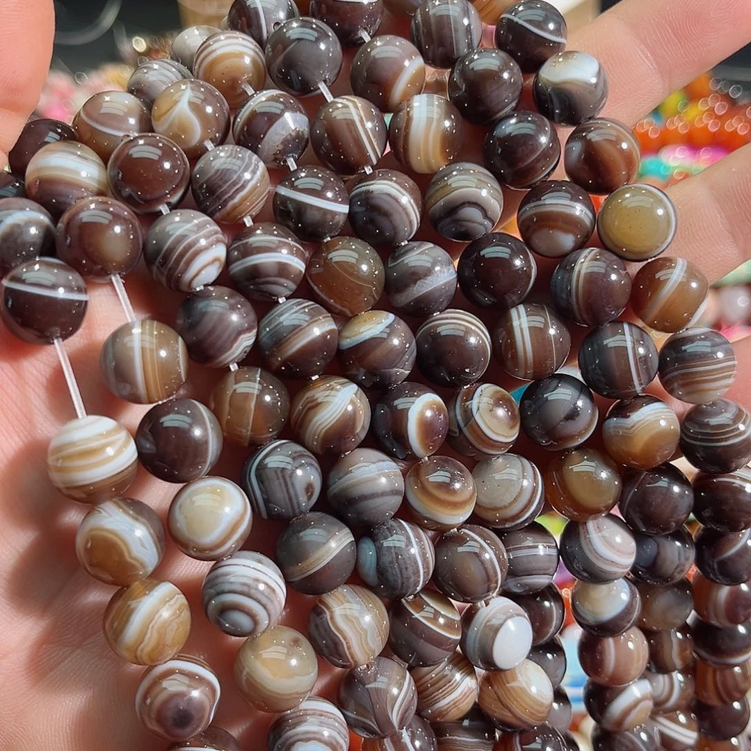 玛瑙/玉髓未镶嵌珠宝半成品蚕丝美拉德玛瑙一条12mm