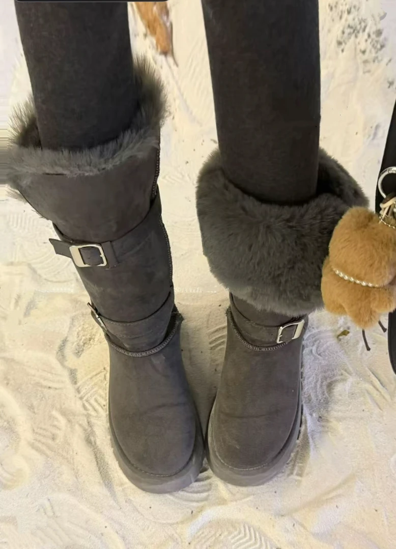 AL SHOP【首尔之约】韩系时尚高筒雪地靴2025冬季新款厚底加绒靴