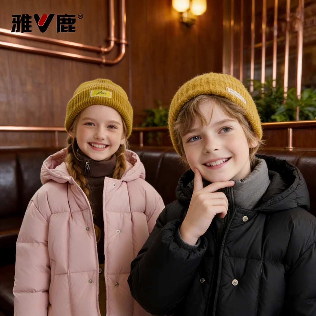 【雅鹿童装】雅鹿儿童羽绒服2025冬新款中大童韩版假两件外套常规款