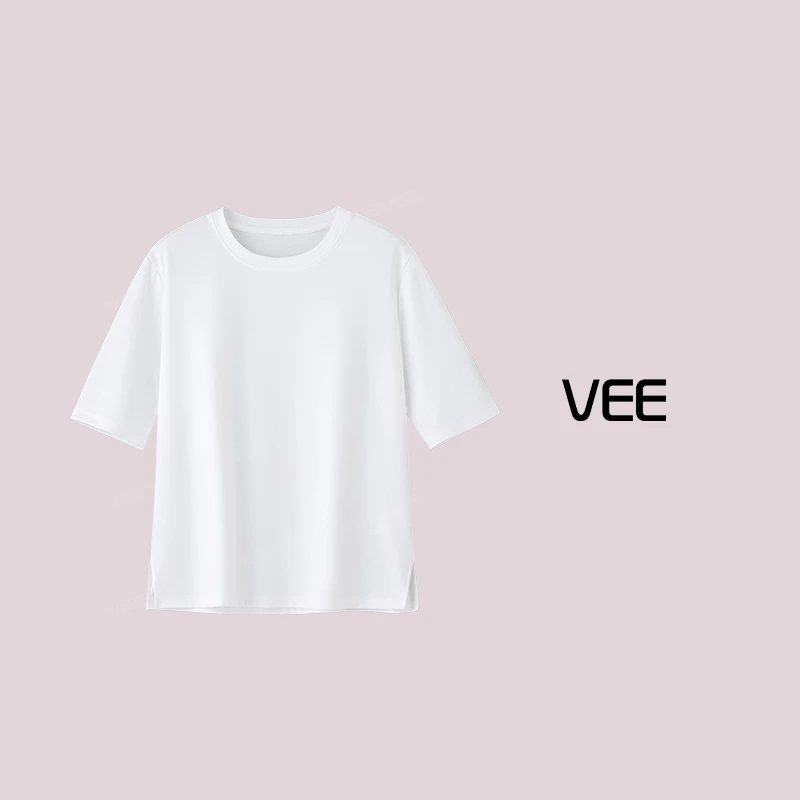 【大姨姨专属】VEE【小团圆】宽松圆领速干防紫外线长袖T恤纯色