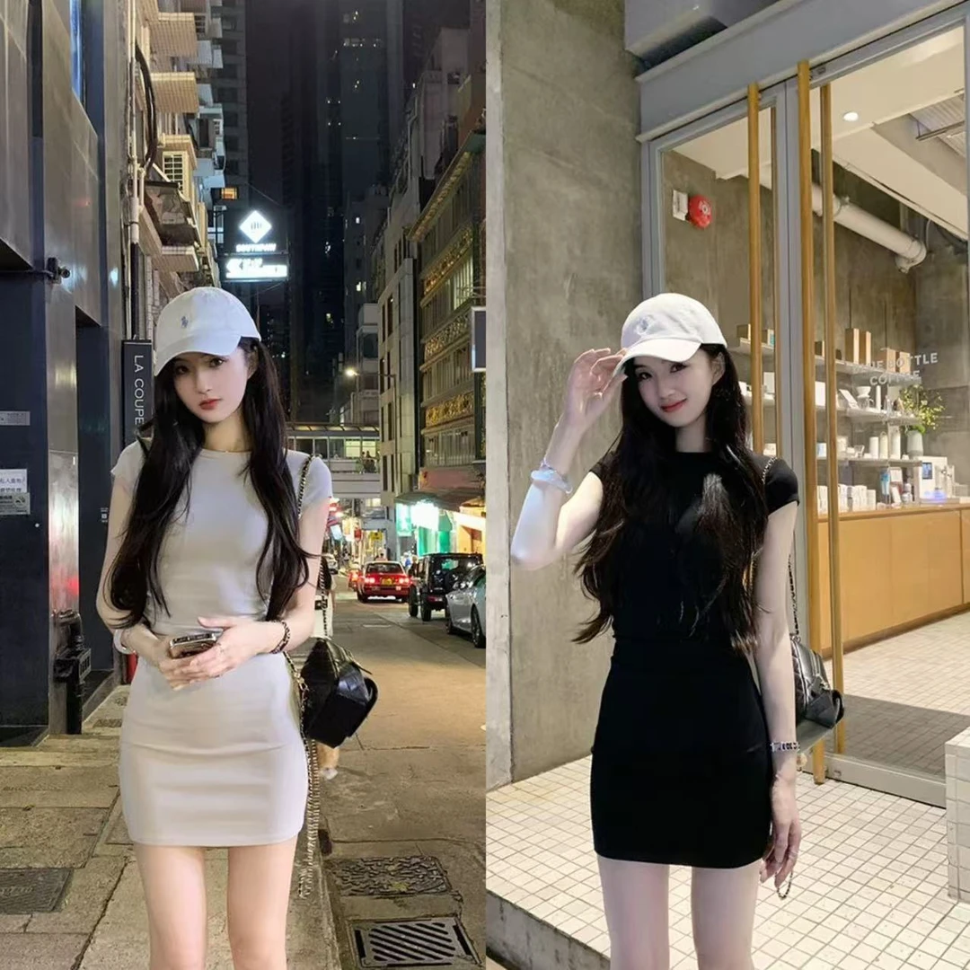 徐秋阳  优美曲线  春季新款百搭时尚休闲显瘦显白连衣裙12359