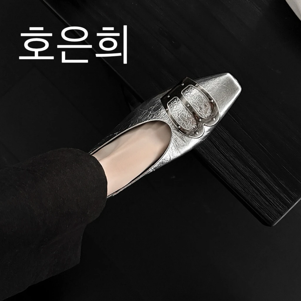 호은희胶粘轻职风法式浅口低跟水钻单鞋鞋子乐福鞋豆豆鞋