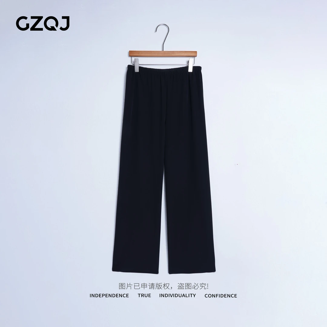 广州琴姐【无界遛弯空调裤】时尚垂感高腰直筒休闲裤女夏季长裤7052
