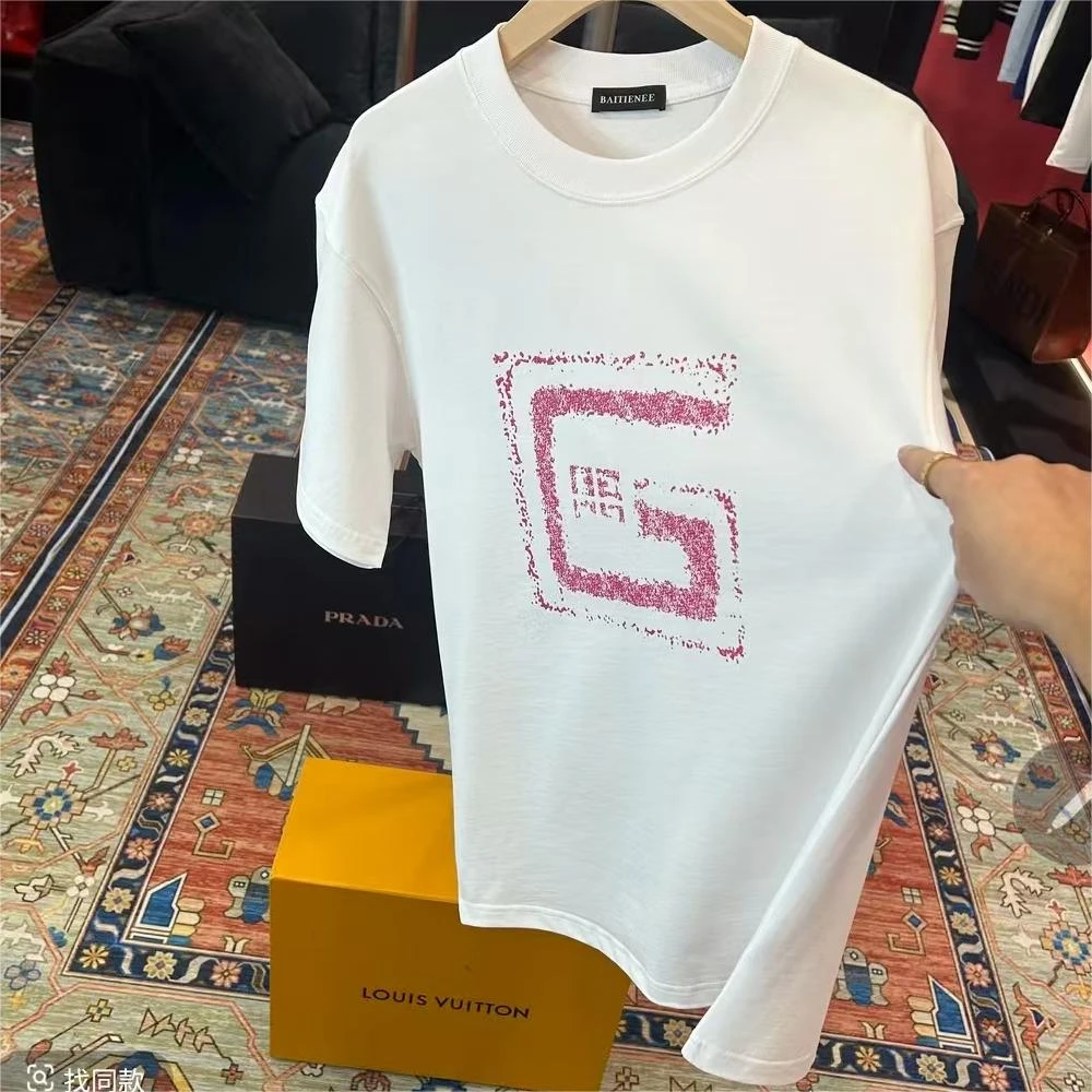 【老G】纯棉落肩T恤短袖舒适透气百搭ins宽松潮流半袖情侣装