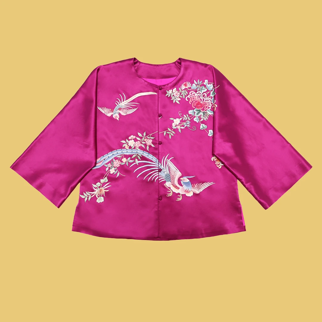 【旧梦颜】重磅真丝手推绣外套