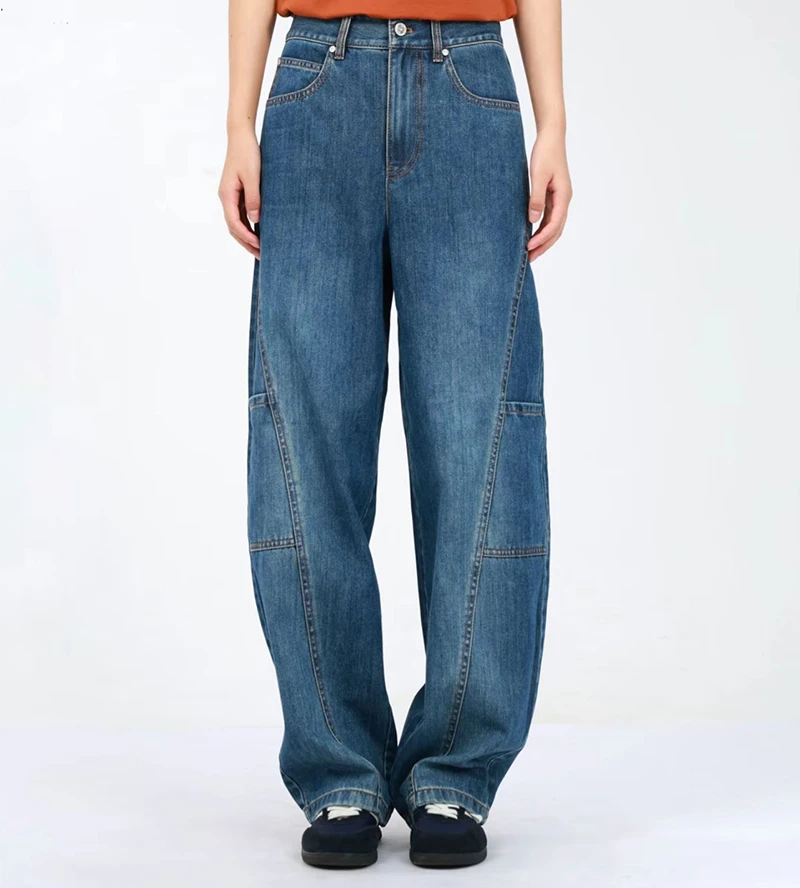 {专柜}商场同款2025秋冬高腰休闲裤宽松时尚弯刀裤牛仔长裤110040