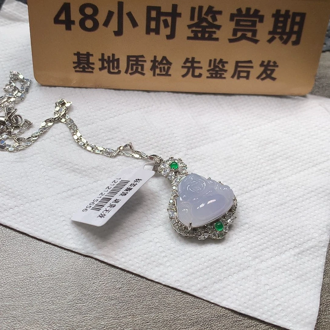 颈饰银S925镶嵌翡翠佛