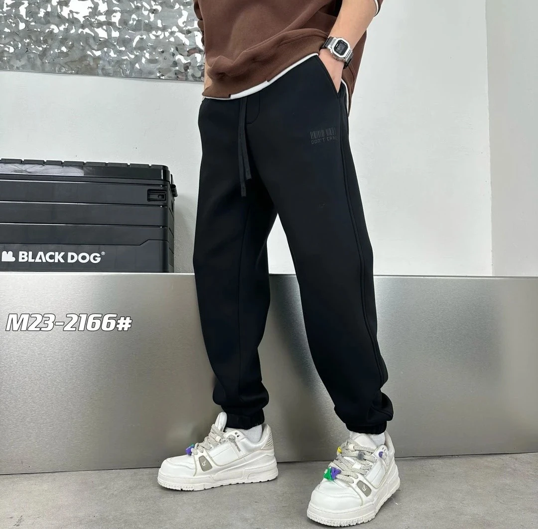 2166新款男士纯色时尚百搭加厚绒保暖束脚卫裤