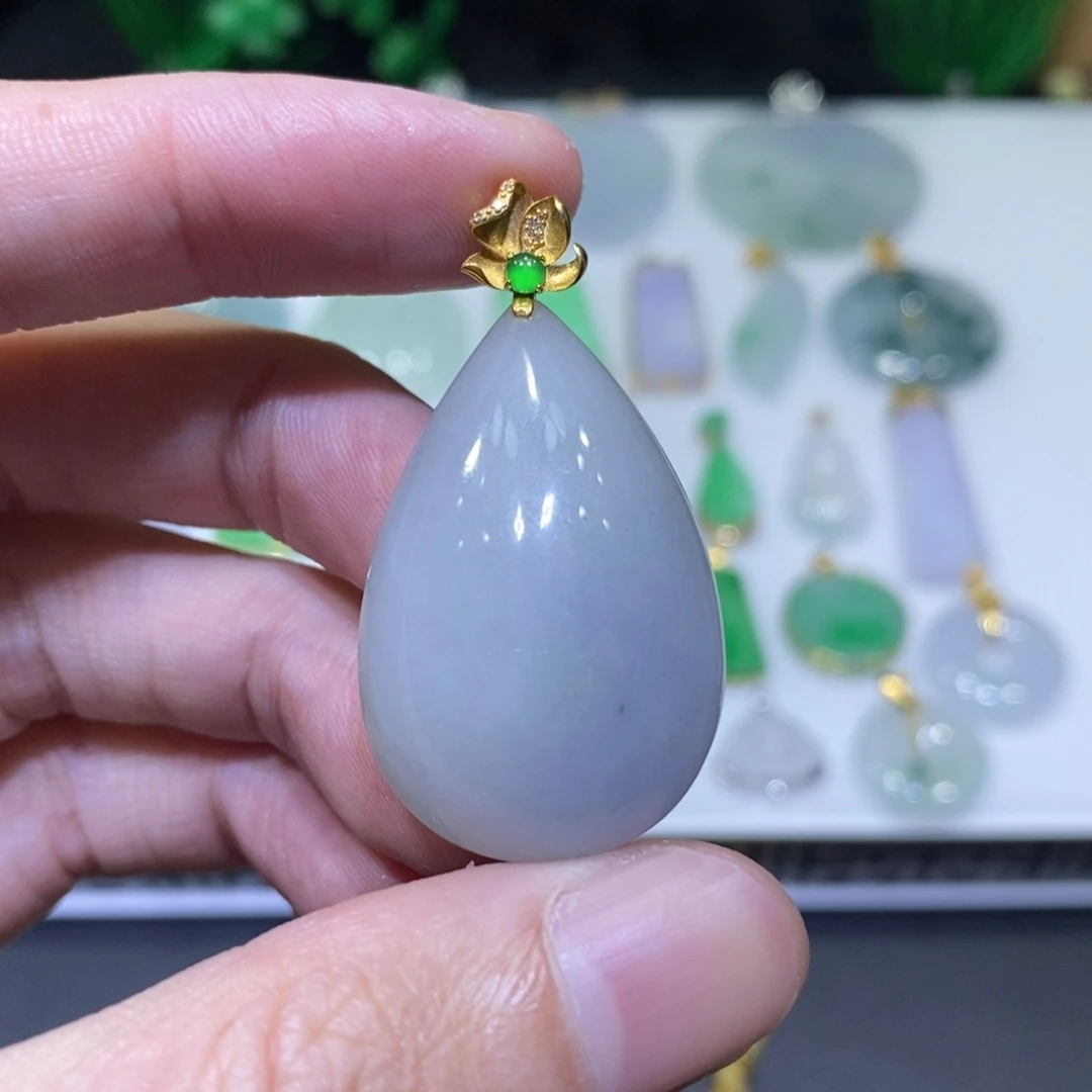翡翠18K金镶嵌吊坠(不含链)