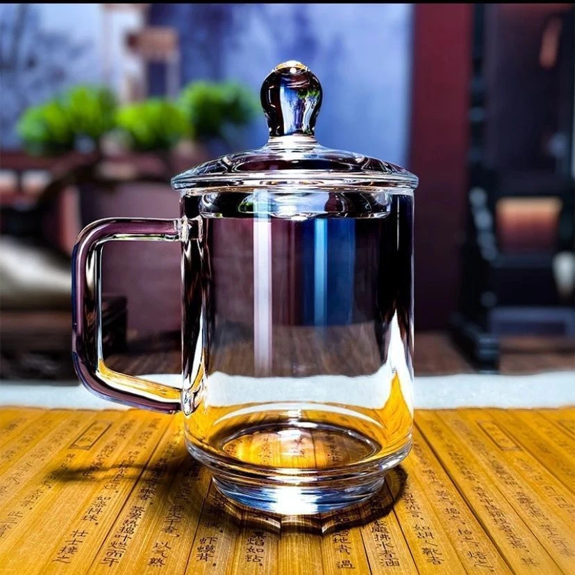 原矿水晶东海加厚老板把手耐热高档茶杯手工纯手工茶具带盖