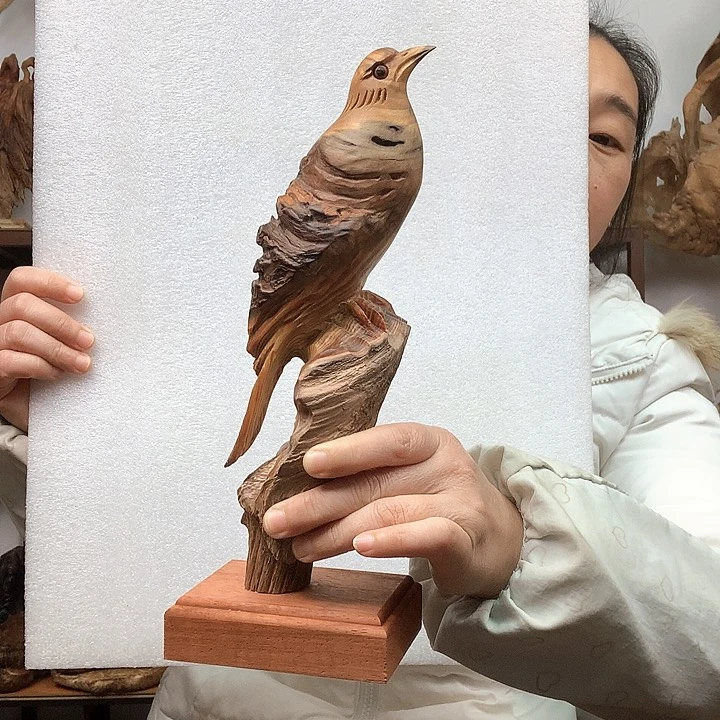 松木玩*哥琥珀木小鸟摆件