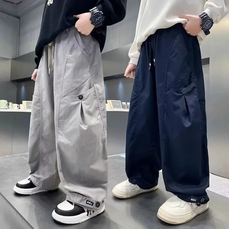 男童工装裤春秋款2025新款中大童装秋装裤子秋季宽松韩版休闲裤潮