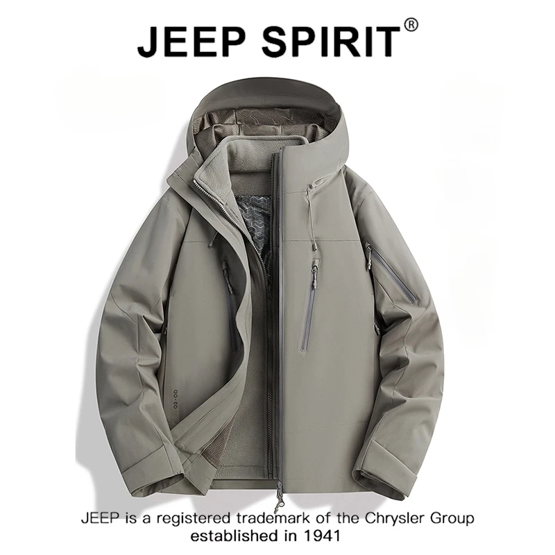 JEEPSPIRIT吉普25年新款户外冲锋衣女防风三合一可拆卸登山服外套