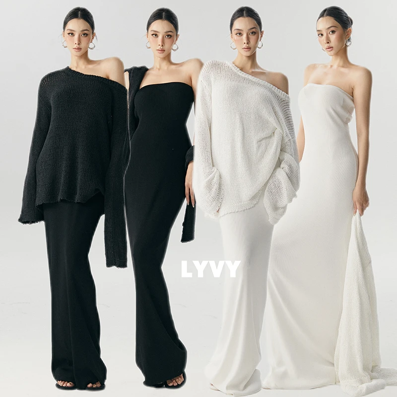 【抹胸连衣裙】袁伶嫣同款限定款白色粗棒针罩衫绵羊毛抹胸连衣裙