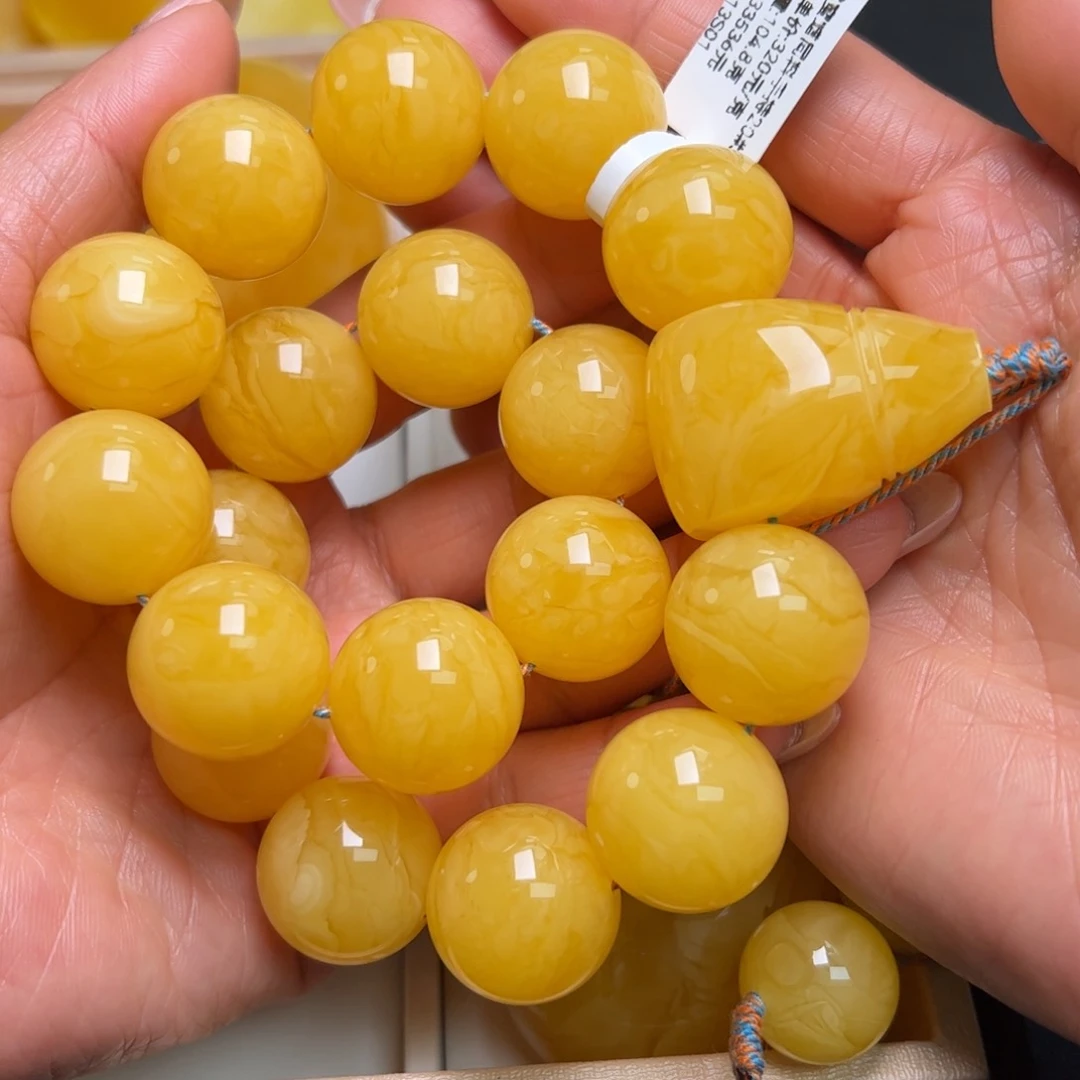 蜜蜡手链未镶嵌无烤色无优化无补胶