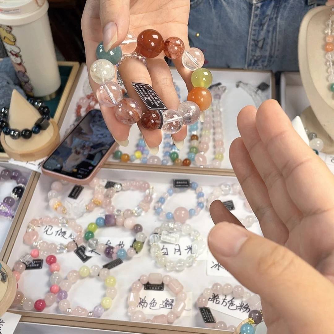 水晶手链银S925镀金镶嵌