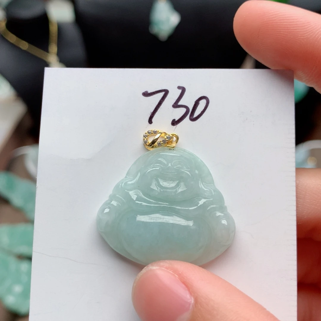 翡翠颈饰银S925镀金镶嵌吊坠