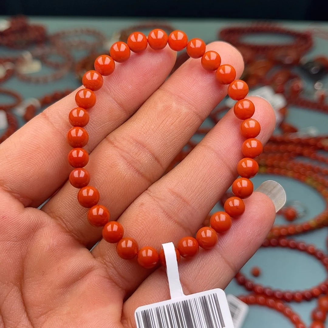 南红玛瑙未镶嵌手链柿子红卡6