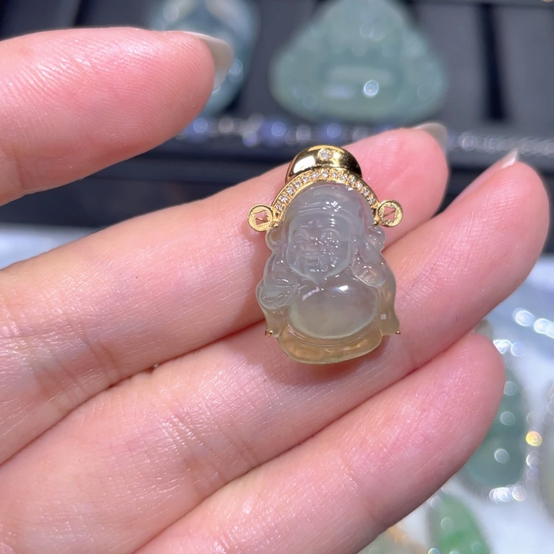 颈饰18K金镶嵌翡翠翡翠