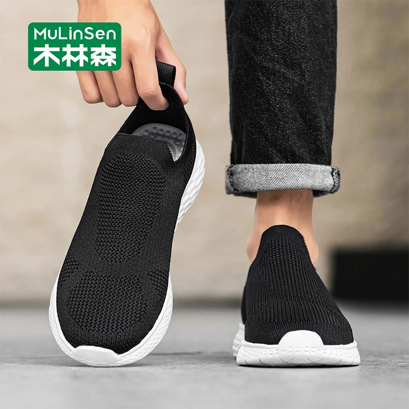 木林森网面鞋男款2025年新款秋季男鞋透气薄款跑步休闲男士运动鞋