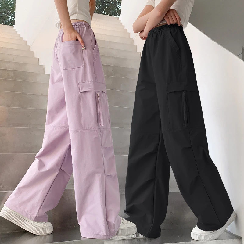 女童裤子春秋中大童工装阔腿裤2025新款儿童女孩春装宽松休闲长裤