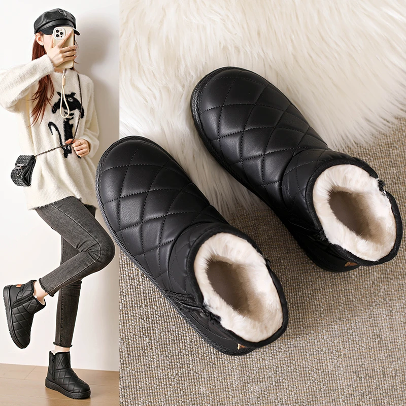 2025新款加厚短靴厚底防水冬季保暖棉鞋棉靴加绒加厚爆款雪地靴