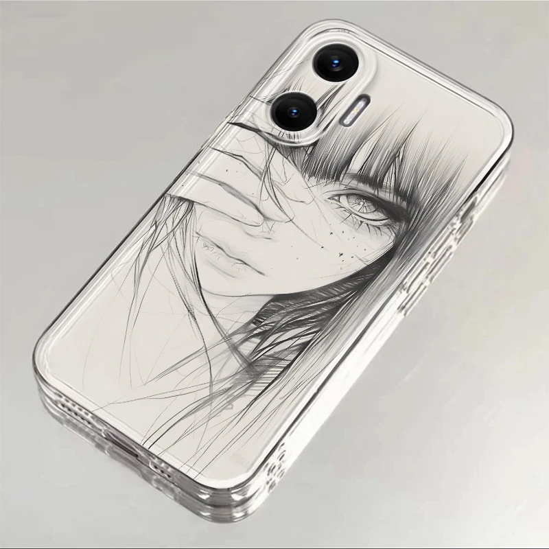 小米红米Turbo4Pro适用手机壳素描刘海女孩全包透明保护壳个性小