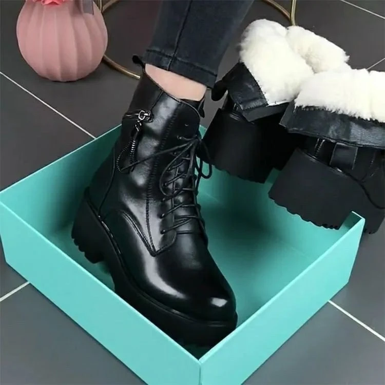 马丁靴2025秋冬季新款短靴休闲厚底单靴粗跟中跟防滑妈妈小皮鞋女