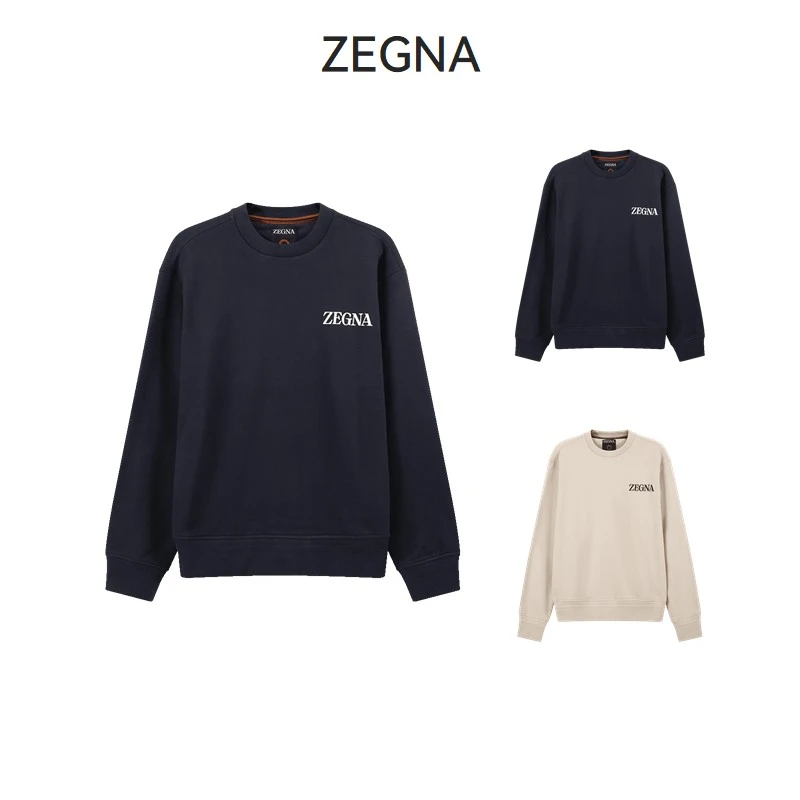ZEGNA杰尼亚 男士可持续系列LOGO胶印棉质长袖卫衣UD522A7 D872