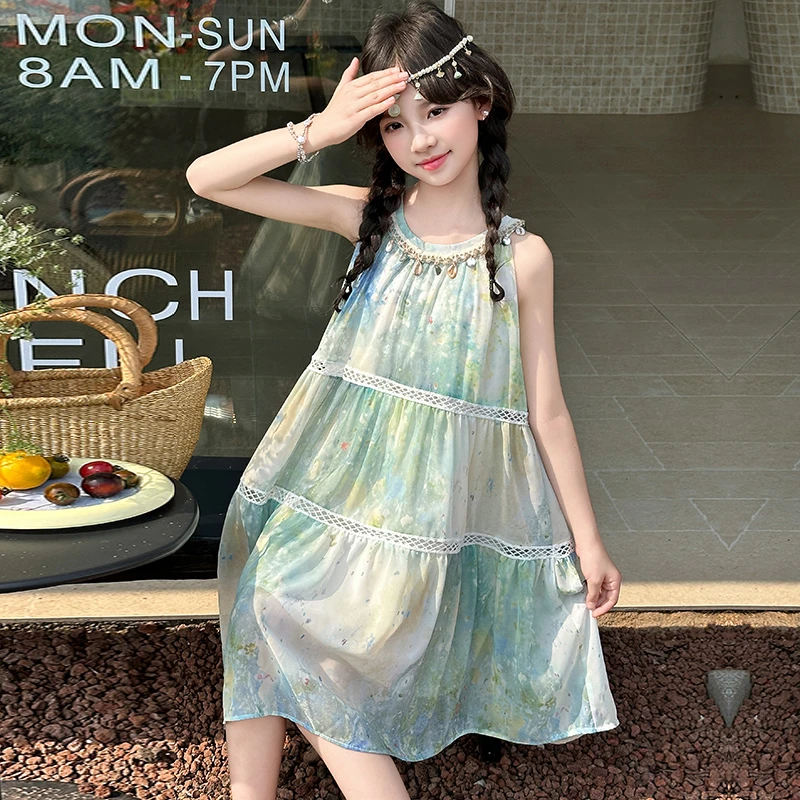 女童连衣裙夏装2025新款儿童背心裙中大童夏季波西米亚裙子超好看