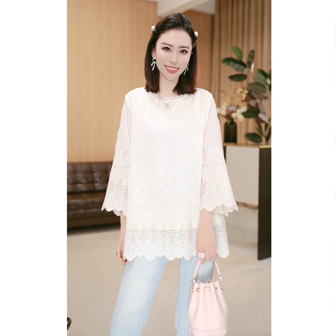 林果&季得 【雨花石】时尚减龄气质百搭女士长袖款T恤