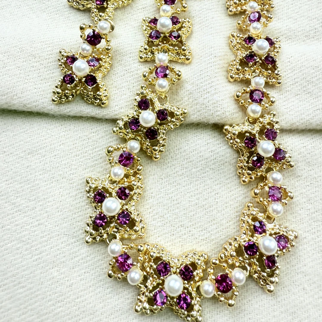 铜合金仿水晶项链 新款siwaruski مەرۋايىت بىر يۈرۈش