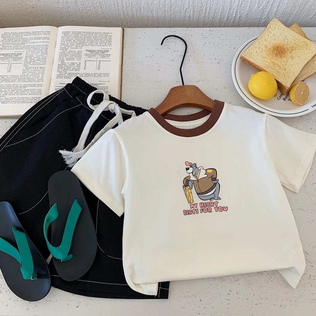 ZYx082卡通男童中小童短袖T恤2025夏季新款韩版时尚洋气潮酷