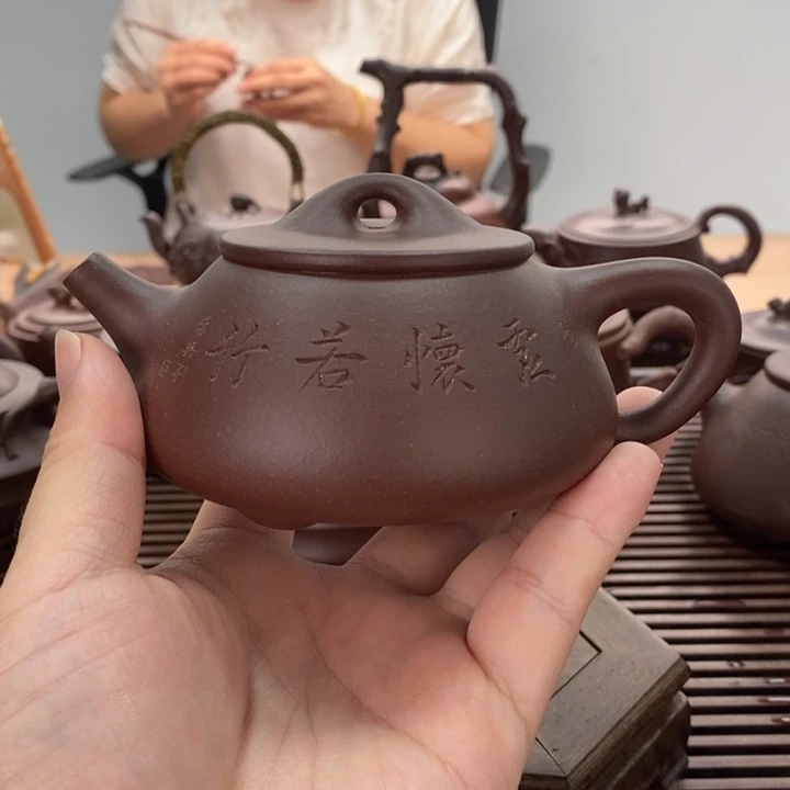 茶壶紫砂景舟石瓢200毫升底槽青