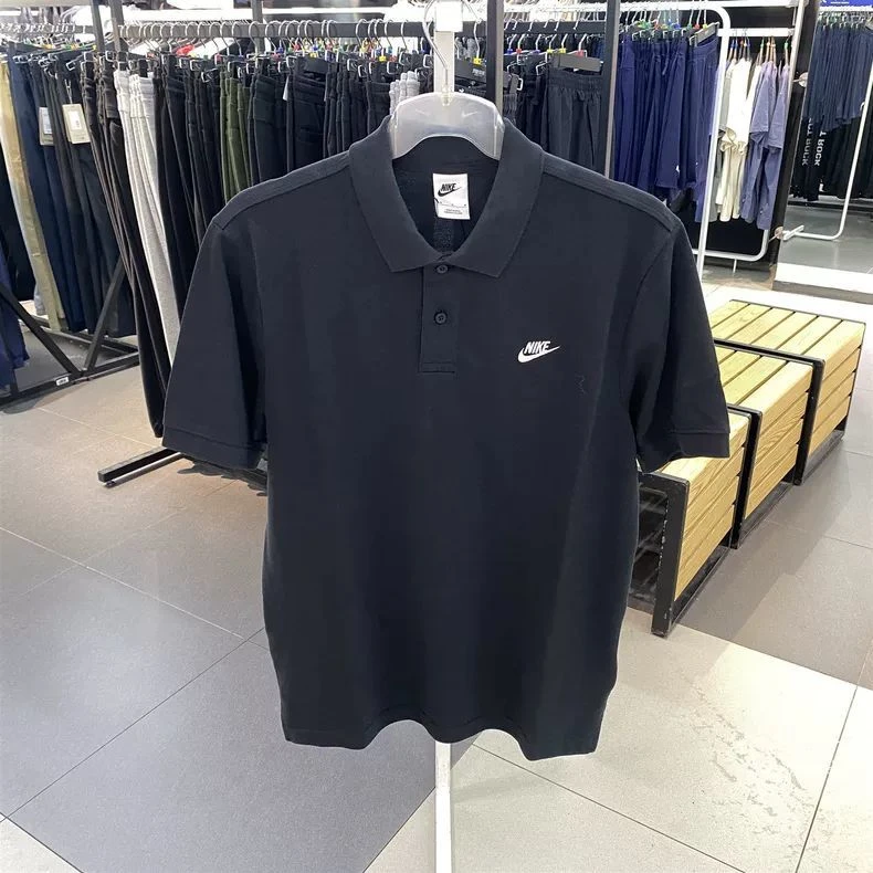 NIKE/耐克男子夏棉透气跑步运动休闲短袖polo衫黑色T恤FN3895-010