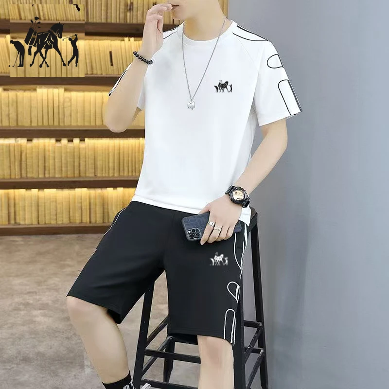 保罗马爵士5时尚情侣运动透气休闲速干套装夏季大码男士圆领宽松