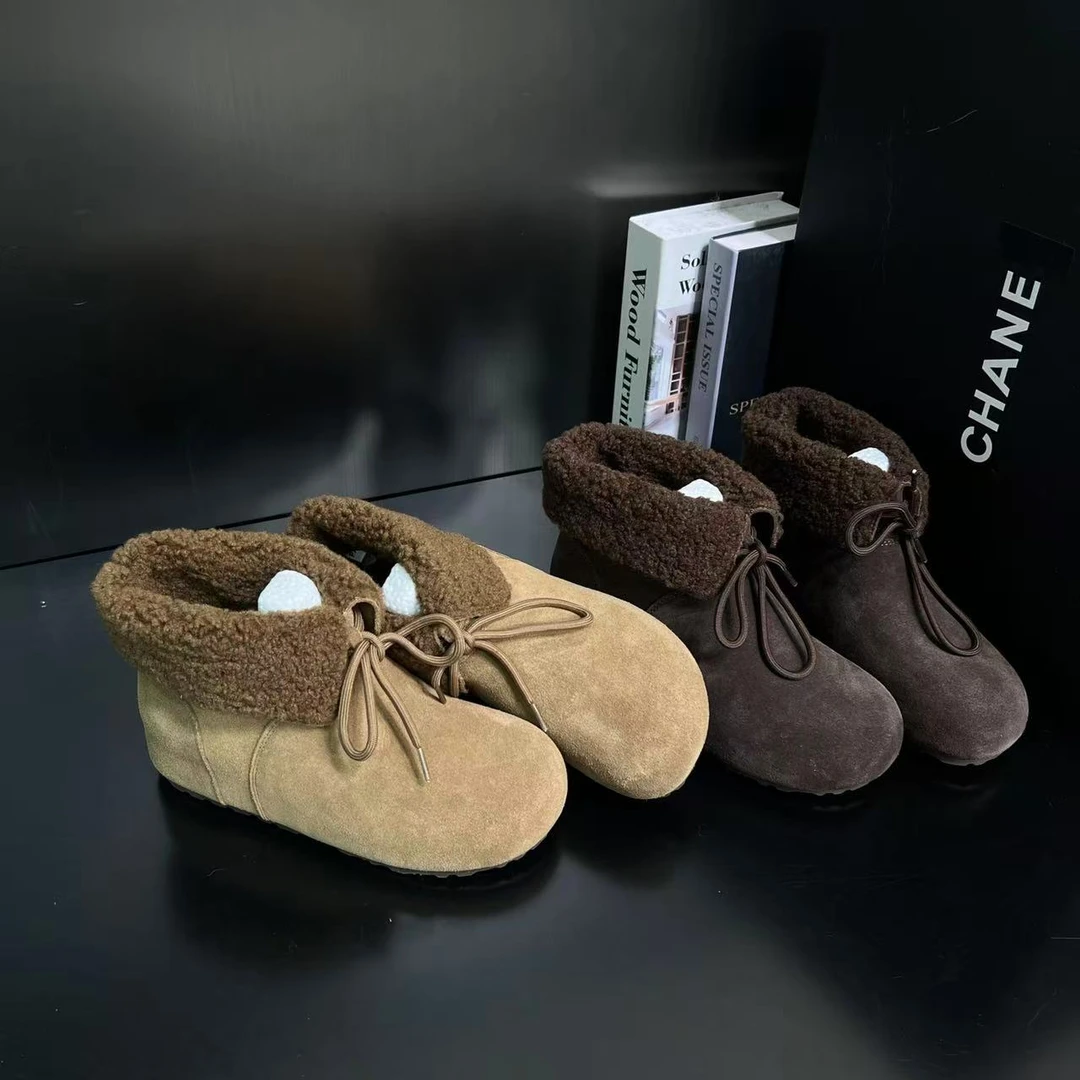 【羊羔卷】雪地靴女加绒厚底勃肯鞋冬季新款保暖增高棉鞋女7117-73