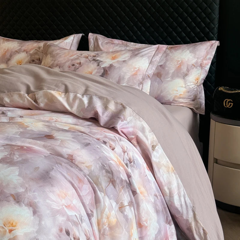 轻奢高级感秋冬全棉磨毛印花四件套纯棉被套床单床笠冬季床上用品