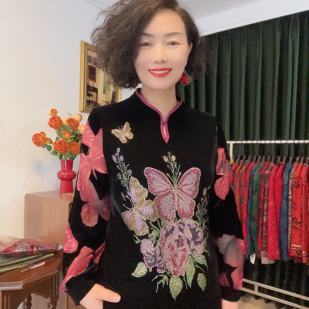 【花依蝶】大码改良旗袍领送妈妈穿（单件）上衣